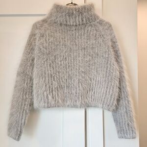 Fuzzy luxe brushed real angora gray sweater size S